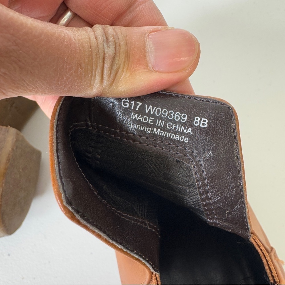 Cole Haan Cognac Leather Ankle Boots Block Heel, Chelsea Style Size 8 - Picture 9 of 13